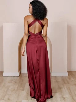 Bridesmaid Dress Satin Fabric A-Line Floor-Length Formal Gowns