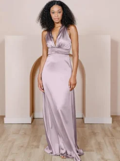 Bridesmaid Dress Satin Fabric A-Line Floor-Length Formal Gowns