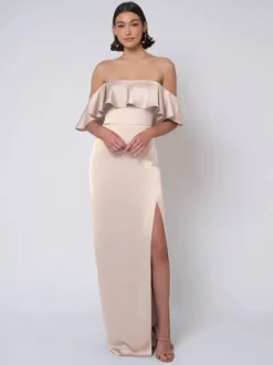 Bridesmaid Dress Satin Fabric Ball Gown Floor-Length Wedding Party Dress