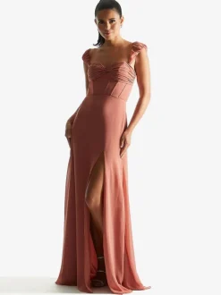 Bridesmaid Dress Sheath Floor-Length Zipper Chiffon Formal Gowns
