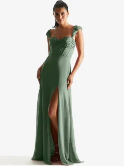 Bridesmaid Dress Sheath Floor-Length Zipper Chiffon Formal Gowns