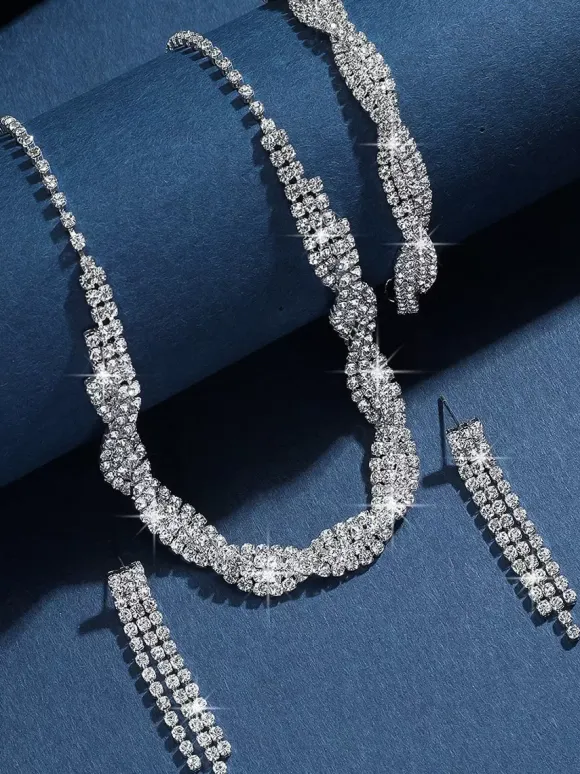 Bride's Wedding Jewelry Set Gorgeous Cubic Zirconia Metal