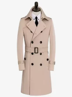 British Windbreaker Mid-Length Slim Business Windbreaker Windproof Jacket Men's Coat