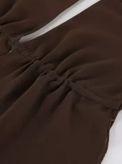 Brown Cami Top Chiffon Backless Sexy Women Camis