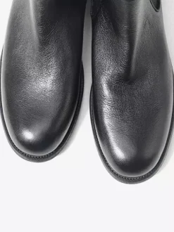 Brown Chelsea Boots Genuine Leather Round Toe Slip On Booties