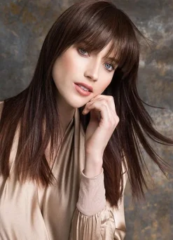 Brown Hair Wigs Long Straight Women's Blunt Fringe Synthetic Wigs