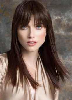 Brown Hair Wigs Long Straight Women's Blunt Fringe Synthetic Wigs