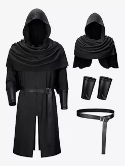Brown Monk Robe Men's Medieval Friar Priest Tunic With Hooded Cowl Renaissance LARP Costume With Belt