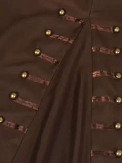 Brown Vintage Top Retro Buttons Long Sleeves Overcoat Retro Costumes For Man