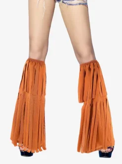 Brown Costumes Fringe Leg Warmer Women Retro Accessory Masquerade Ball Gown
