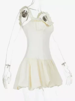 Bubble Hem Mini Dress For Women - Coquette Aesthetic Ruffle Corset Fit - Summer Beach Party Look 2026