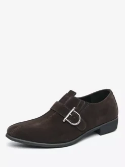 Buckle Round Toe PU Leather Mens Monk Loafer Shoes