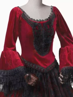 Burgundy Retro Tudor Dress Costumes Women's Marie Antoinette Costume Lace Lace Polyester Tunic Dress Retro Masquerade Ball Gown