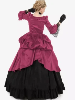 Burgundy Retro Tudor Dress Costumes Lace Polyester Dress Women's Retro Tunic Marie Antoinette Costume Party Prom Dress