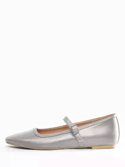 Burgundy Mary Jane Flats Square Toe Buckle Detail Vintage Ballerina Flats