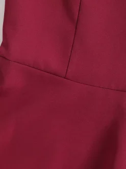 Burgundy Off Shoulder A Line Midi Dress For Women Elegant Formal