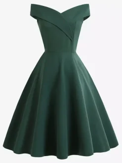 Burgundy Off Shoulder A Line Midi Dress For Women Elegant Formal