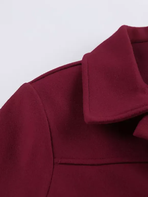 Burgundy Red Women's Cropped Jacket - Chic Turn Down Collar Zip Up Elastic Hem - Spring Casual Streetwear 2026