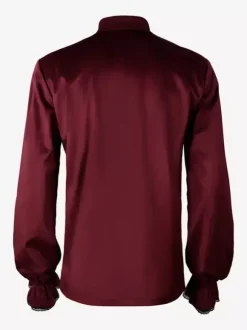 Burgundy Vintage Vintage Long Sleeves Top Retro Costumes For Man