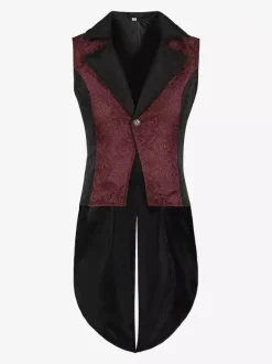 Burgundy Vintage Vintage Polyester Sleeveless Retro Costumes For Man