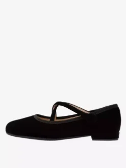 Burgundy Ballet Flats Women's Round Toe Velvet Criss Cross Ballerinas