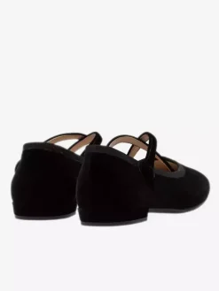 Burgundy Ballet Flats Women's Round Toe Velvet Criss Cross Ballerinas