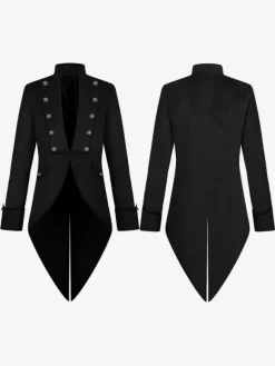 Burgundy Vintage Top Retro Buttons Overcoat Retro Costumes For Man