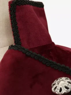 Burgundy Vintage Top Retro Buttons Overcoat Retro Costumes For Man