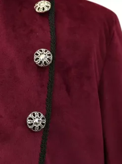 Burgundy Vintage Top Retro Buttons Overcoat Retro Costumes For Man