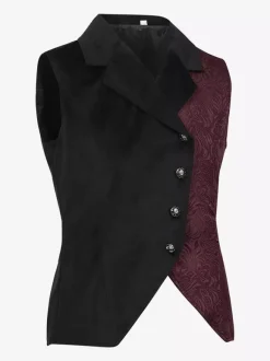 Burgundy Vintage Vintage Polyester Sleeveless Retro Costumes For Man