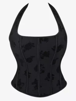 Bustier Top Corsets Black Elegant Backless Street Wear Lace Up Lingerie