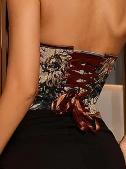 Bustier Top Corsets Lace-up Lace Up Floral Print Street Wear Elegant Lingerie