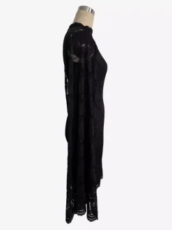 Cape Sleeve High Neck Floral Lace Bodycon Mini Dress For Women 2026
