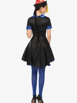Carnival Halloween Chinese Zombie Costumes For Women Black Blue Polyester Holidays Costumes