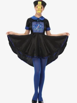 Carnival Halloween Chinese Zombie Costumes For Women Black Blue Polyester Holidays Costumes