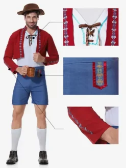 Carnival Halloween Costumes Red Men's Euro-Style Set Holidays Costumes