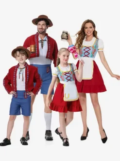 Carnival Halloween Costumes Red Men's Euro-Style Set Holidays Costumes