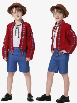Carnival Halloween Costumes Red Men's Euro-Style Set Holidays Costumes