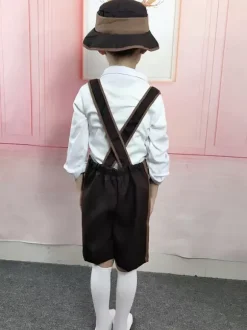 Carnival Costumes For Kids Print Double Breasted Oktoberfest Kid Hat Jumpsuit Set