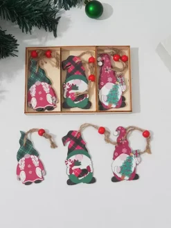 Cartoon Colorful Wooden Forest Figurine Pendant Decoration Christmas Tree Accessories