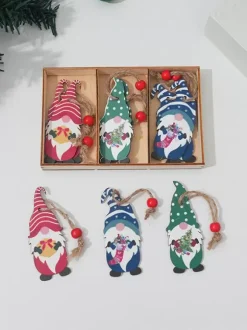Cartoon Colorful Wooden Forest Figurine Pendant Decoration Christmas Tree Accessories