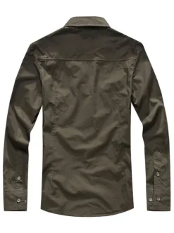 Casual Shirt For Men Turndown Collar Casual Asymmetrical Patchwork Hunter Green Men's Shirts