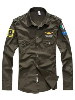Casual Shirt For Men Turndown Collar Casual Asymmetrical Patchwork Hunter Green Men's Shirts