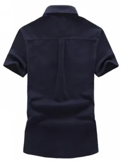 Casual Shirt For Men Turndown Collar Casual Asymmetrical Patchwork Dark Navy Men's Shirts