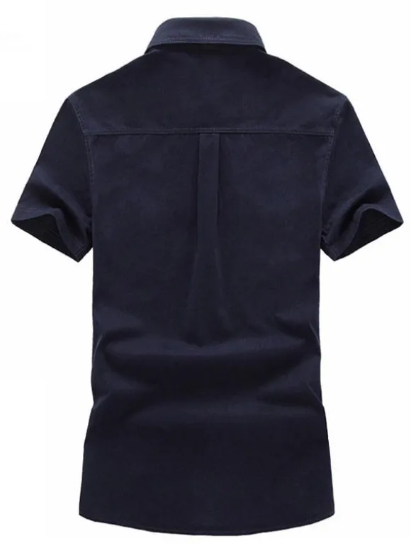 Casual Shirt For Men Turndown Collar Casual Asymmetrical Patchwork Dark Navy Men's Shirts
