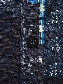Casual Shirt For Men Turndown Collar Chic Geometric Black Men's Shirts