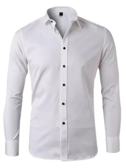 Casual Shirt For Men Turndown Collar Casual Removable White Men's Shirts