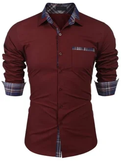 Casual Shirt For Men Turndown Collar Casual Removable Color Block Baby blue Men's Shirts
