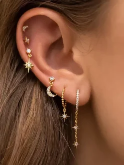 Celestial Star And Moon Earrings Set For Women 2026