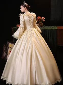 Champagne Retro Tudor Dress Costumes Polyester Dress Women's Marie Antoinette Costume Retro Masquerade Ball Gown